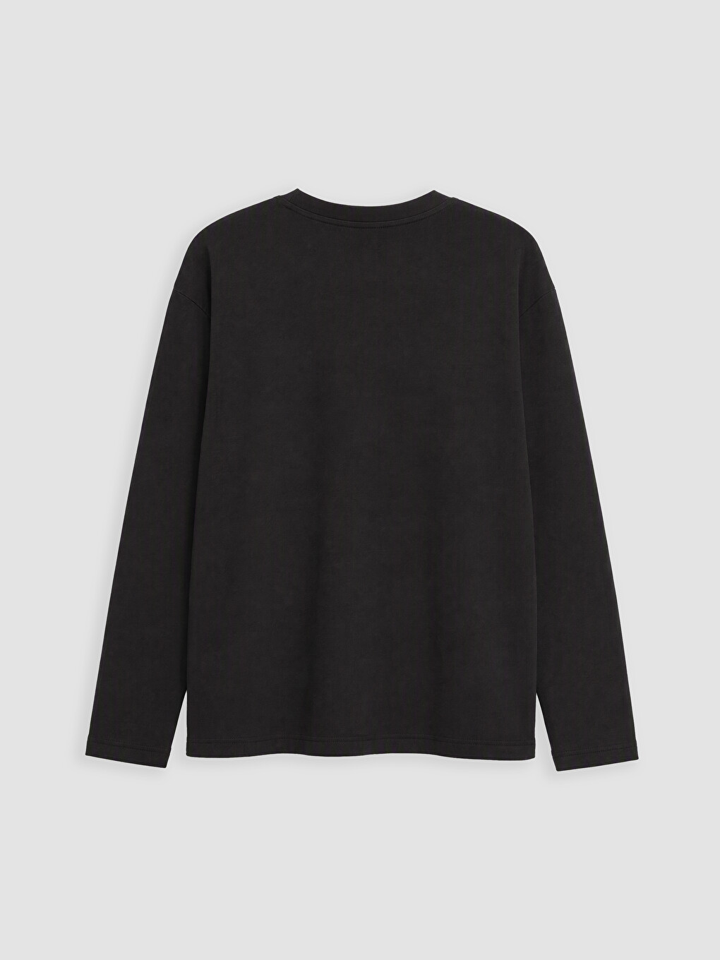 Siyah Bisiklet Yaka Erkek Sweatshirt-1