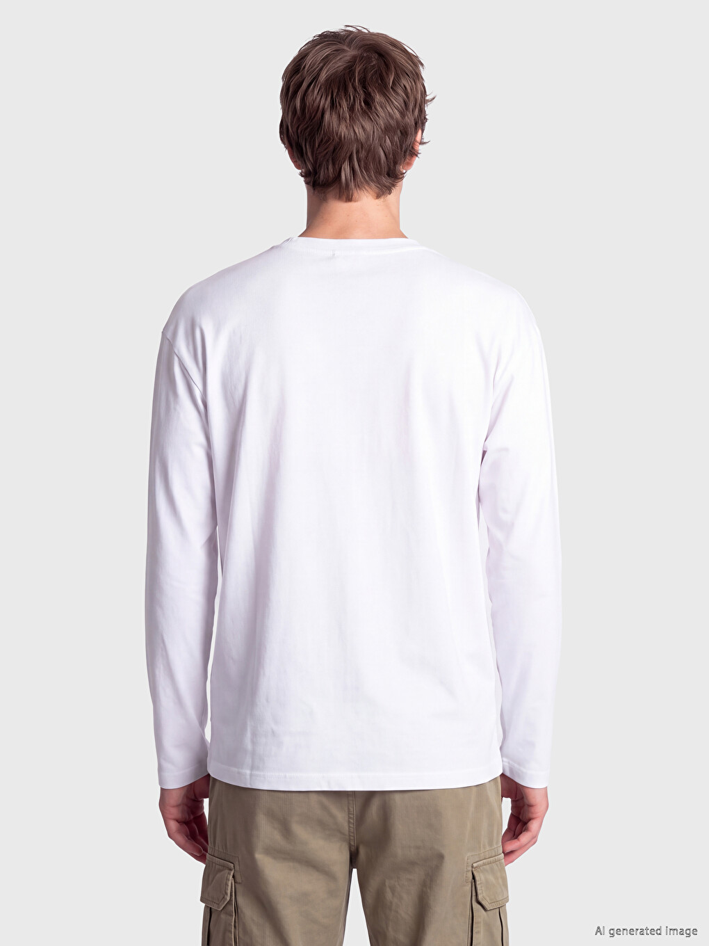 Beyaz Bisiklet Yaka Erkek Sweatshirt-3