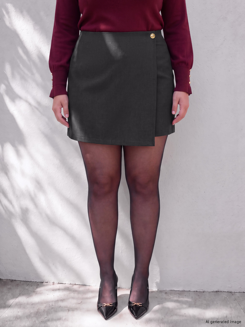 Skort Me Pamje Të Mbështjellë Madhësi Plus Për Gra-1