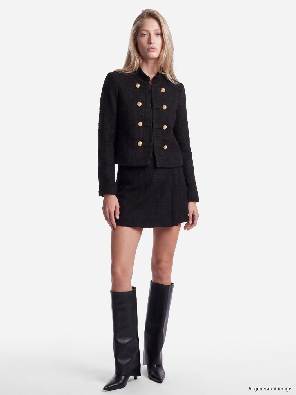 Fancy China Buttoned Women's Tweed Jacket-1