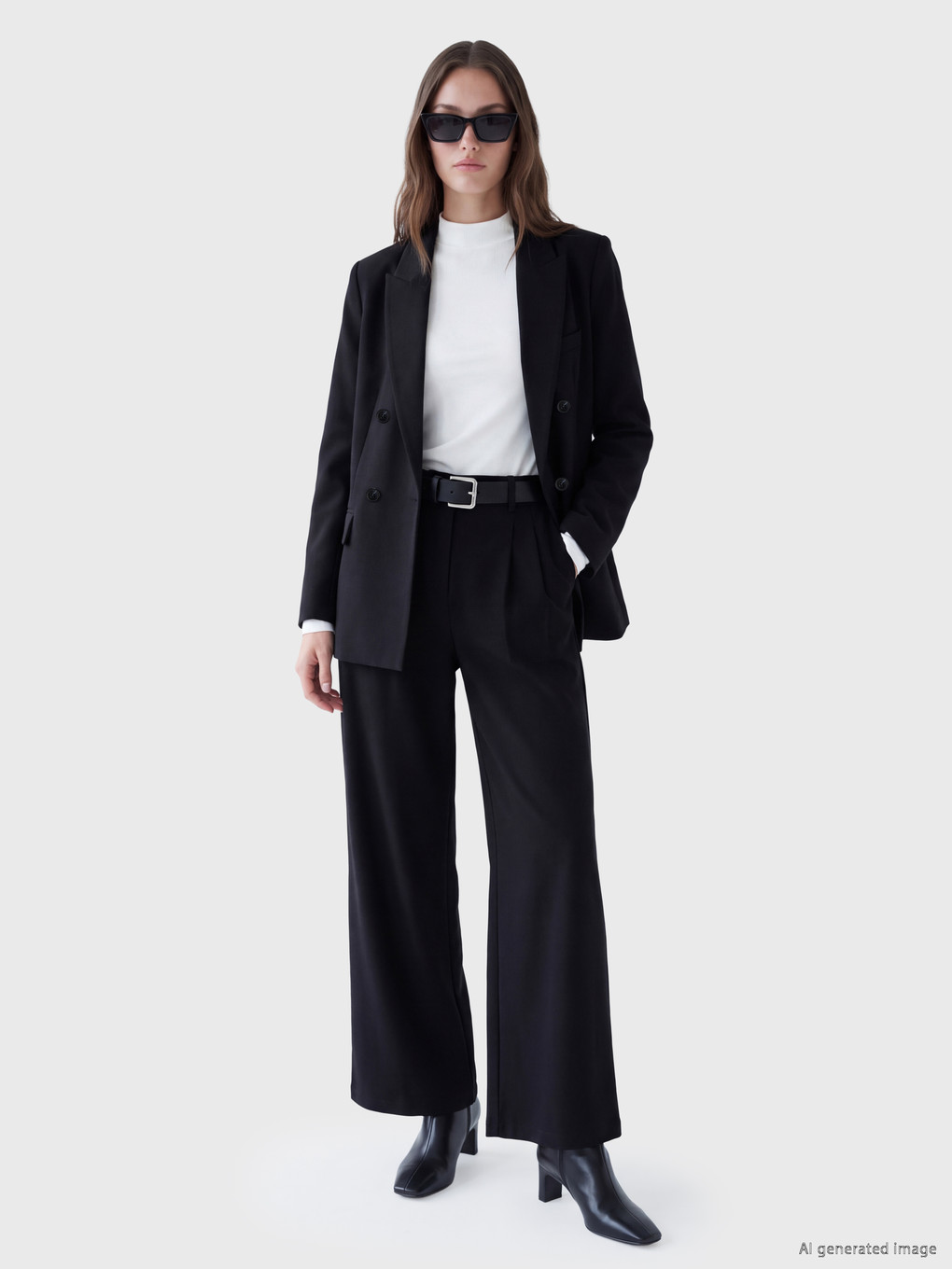 Siyah Kruvaze Yaka Kadın Blazer Ceket-1