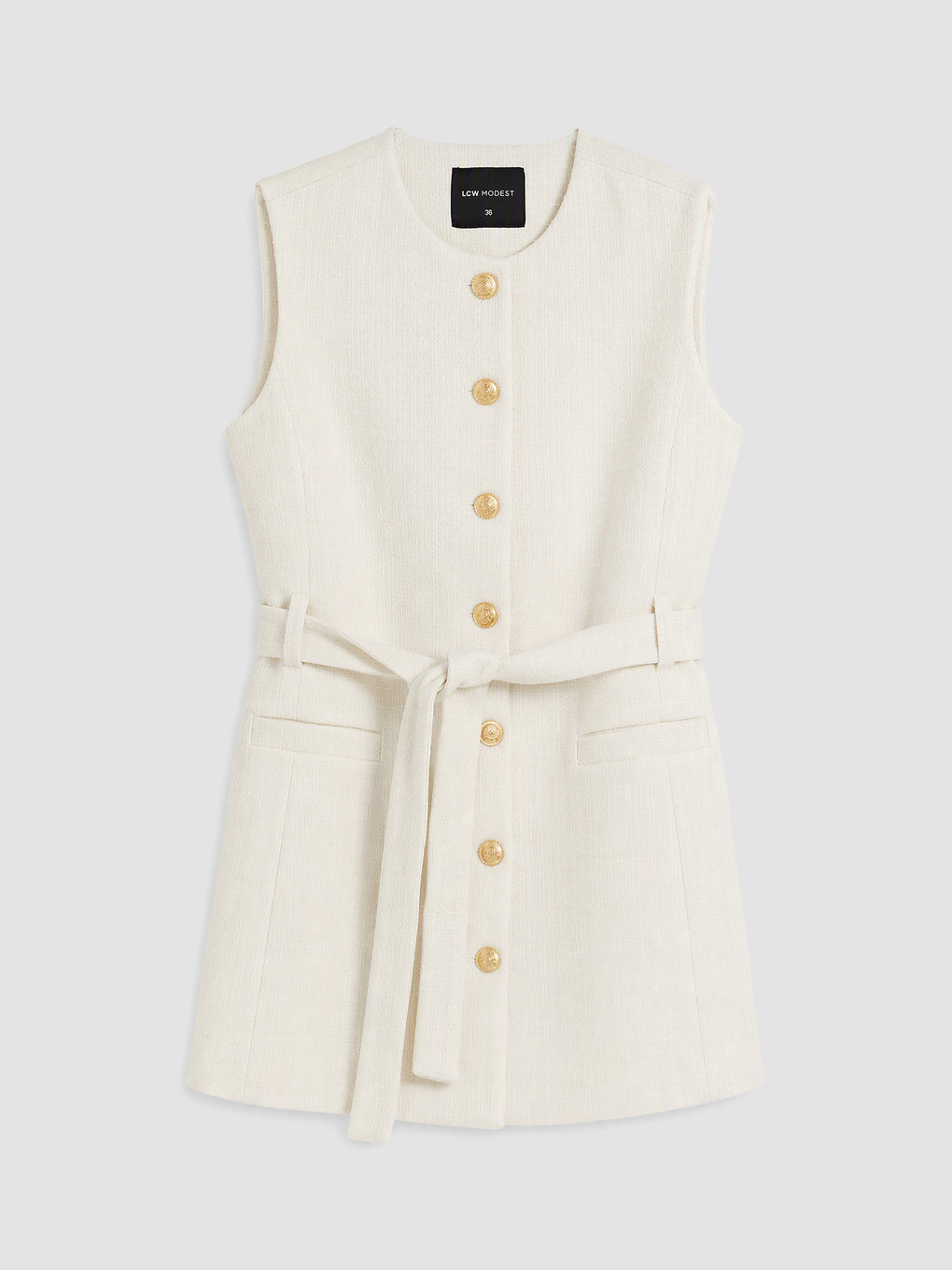 Crew Neck Tweed Women's Classic Waistcoat