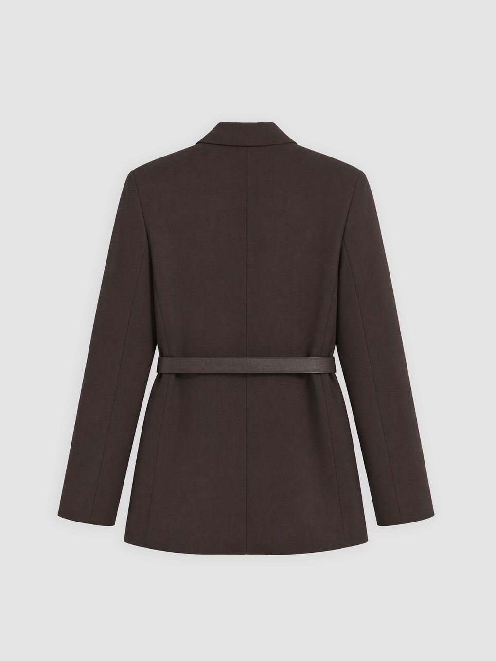 Kahverengi Kemerli Kadın Blazer Ceket-1