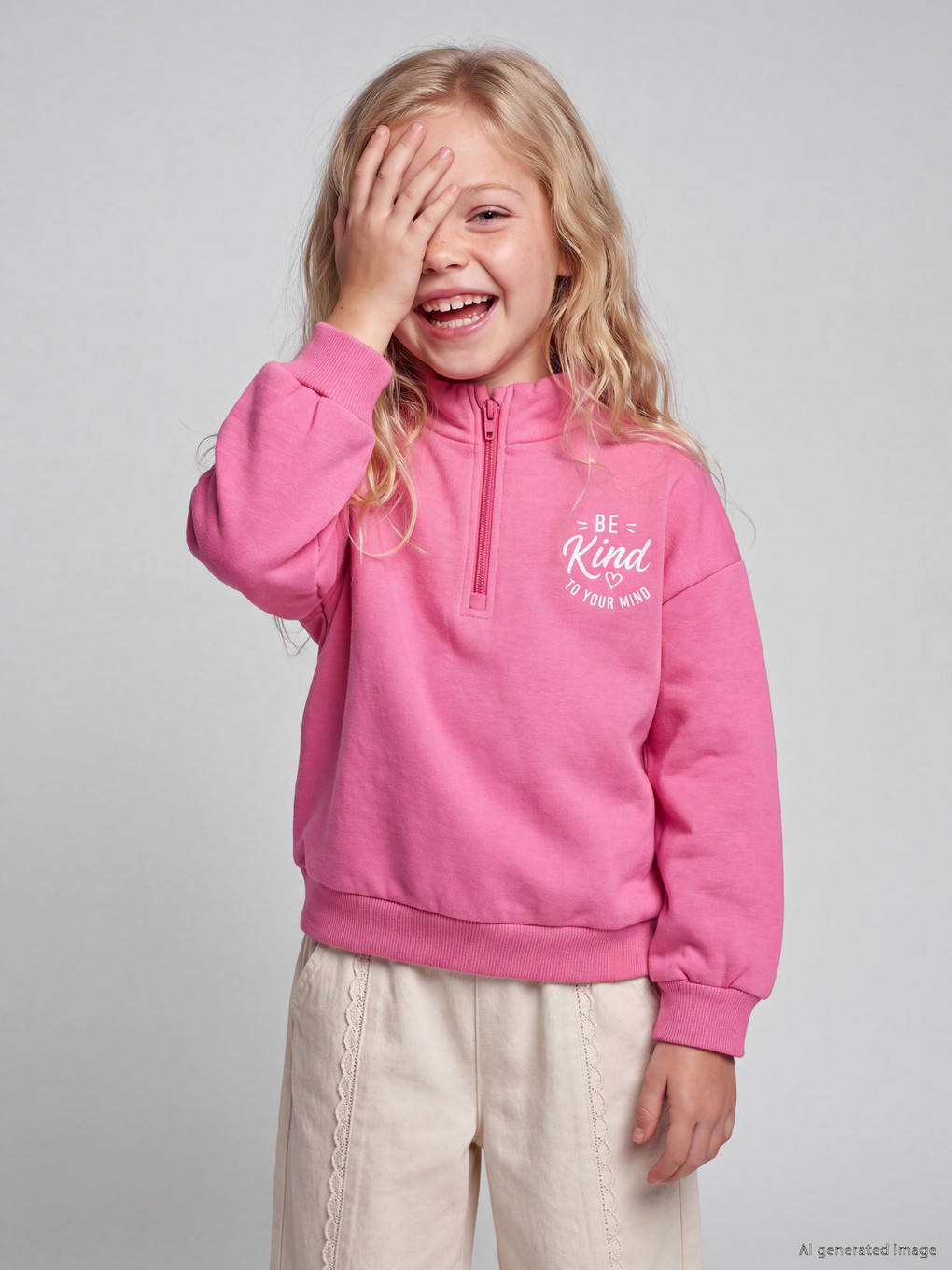 Mock Neck Girls' Thick Sweatshirt-1