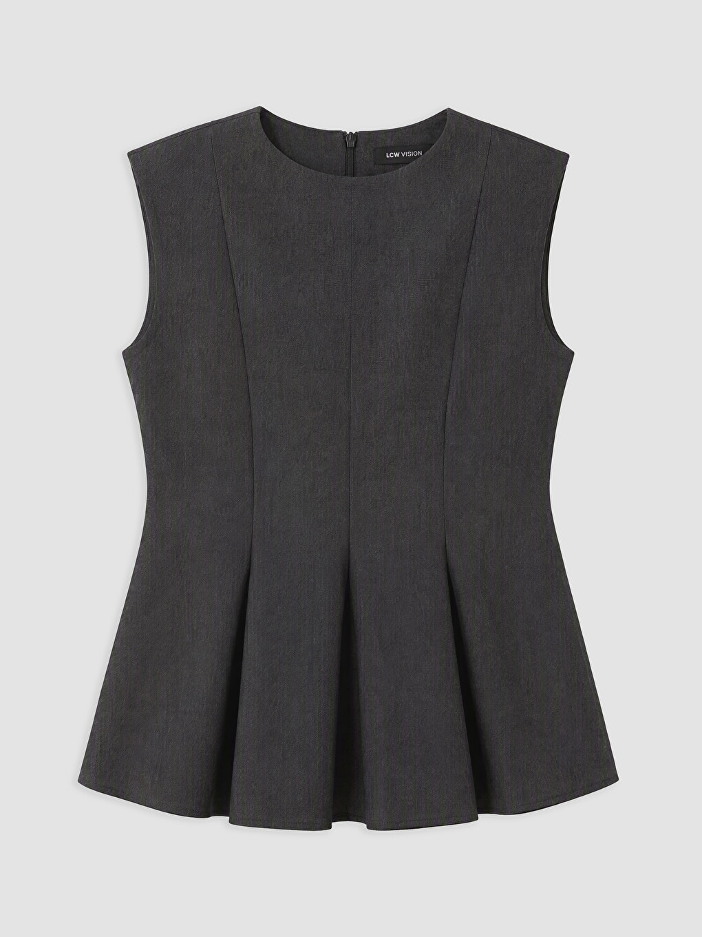 Lacivert Bisiklet Yaka Peplum Bluz