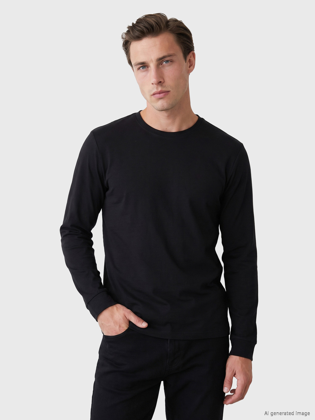 Crew Neck Long Sleeved Men's T-shirt