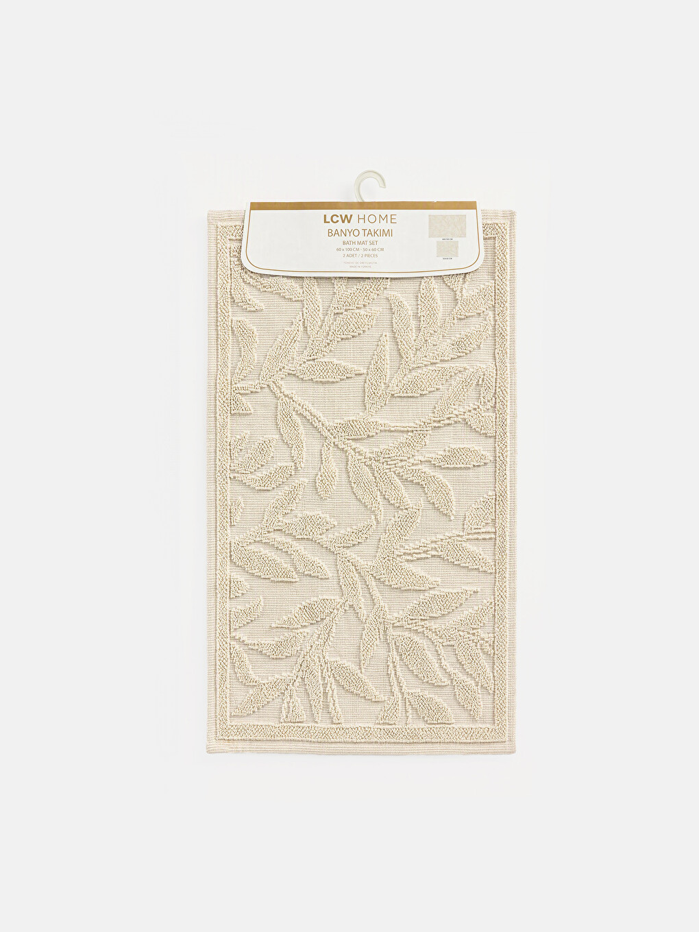 2 Pack Leaf Patterned Bath Mat 60x100 Cm-1