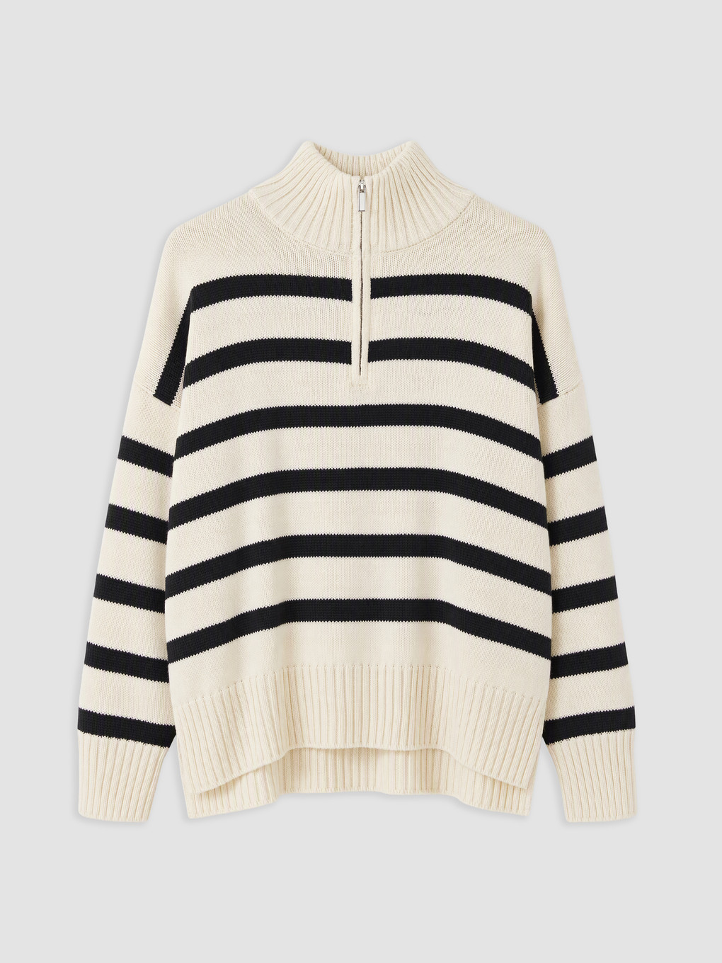 Mock Neck Striped Women's Knitwear Sweater