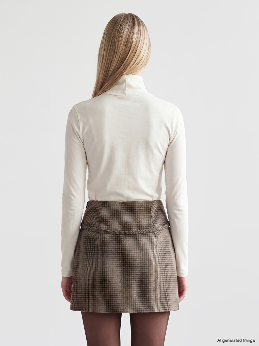 Belted Houndstooth Patterned Mini Skort-3