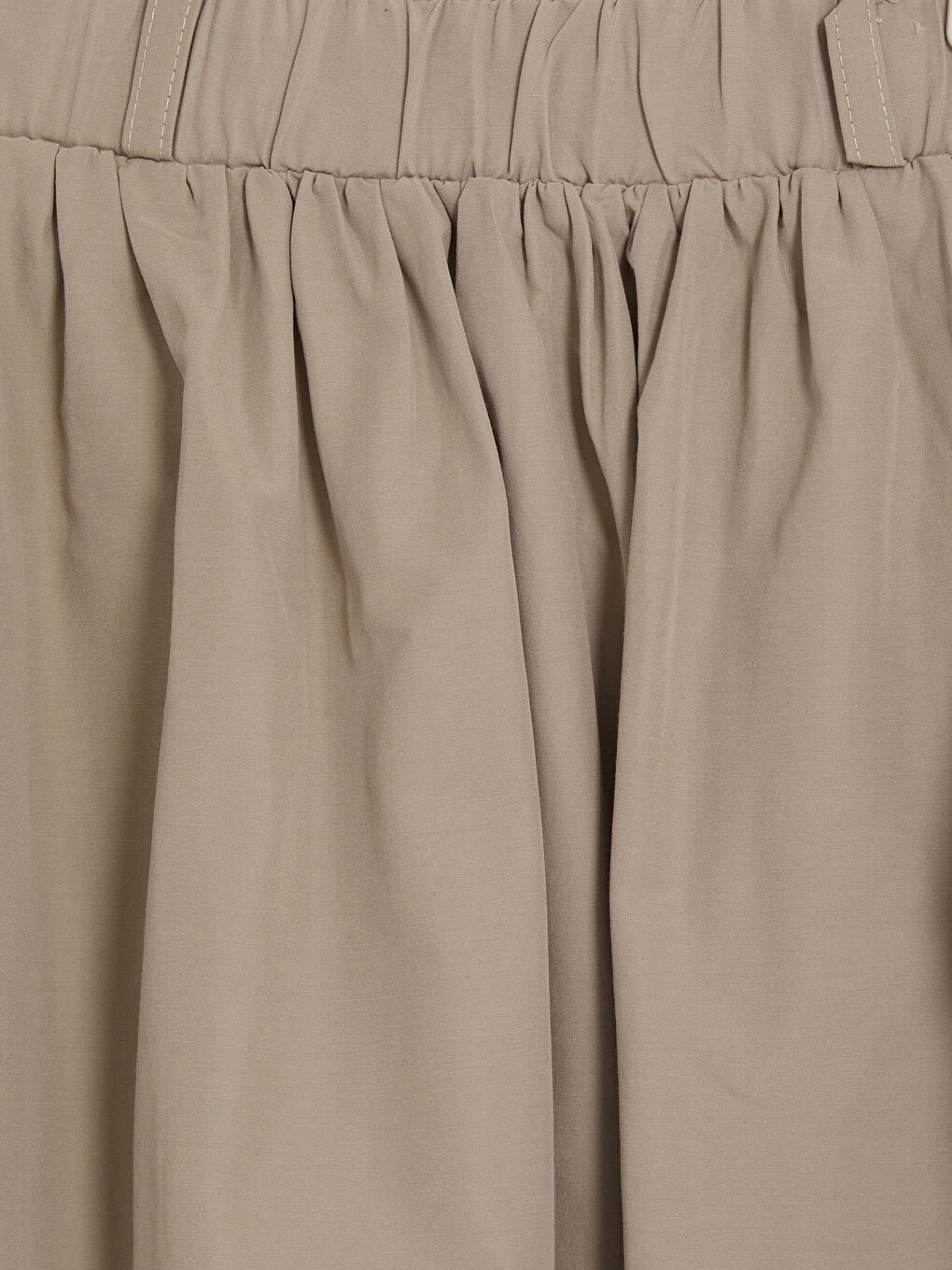 Haki Beli Lastikli Poplin Kloş Etek-1