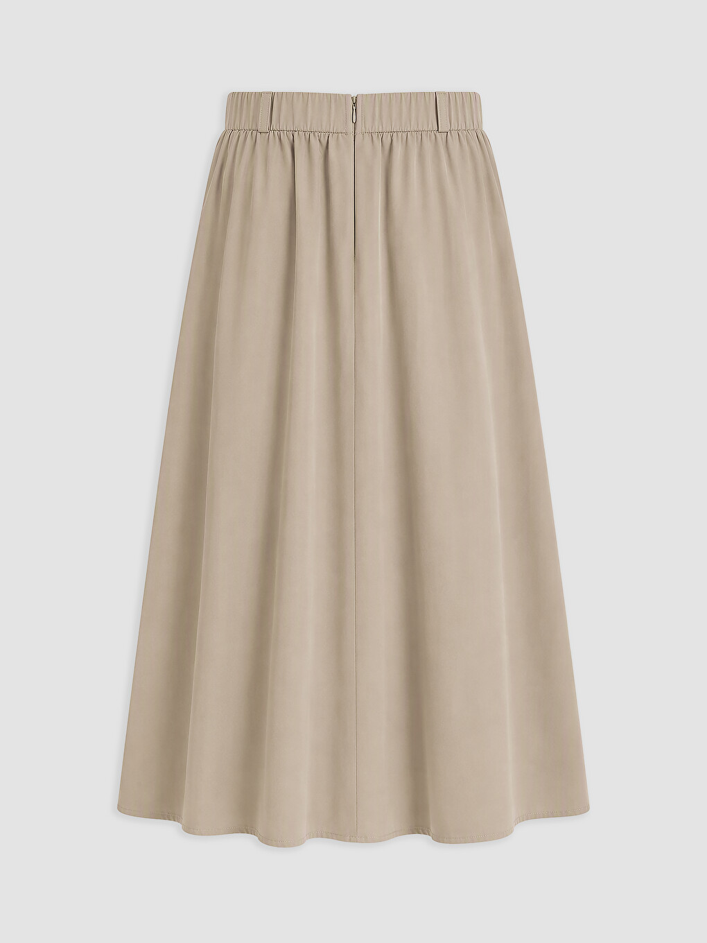 Haki Beli Lastikli Poplin Kloş Etek-2