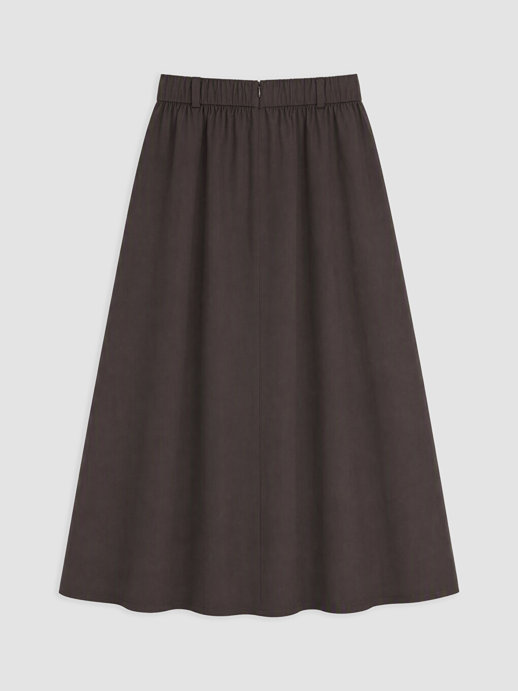 Kahverengi Beli Lastikli Poplin Kloş Etek-1
