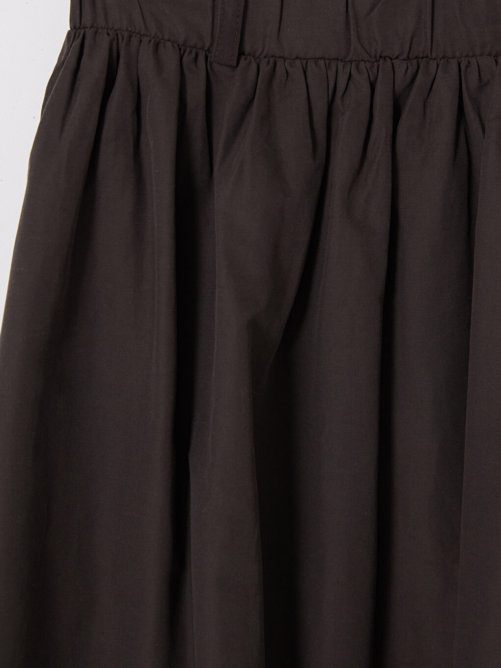 Kahverengi Beli Lastikli Poplin Kloş Etek-2