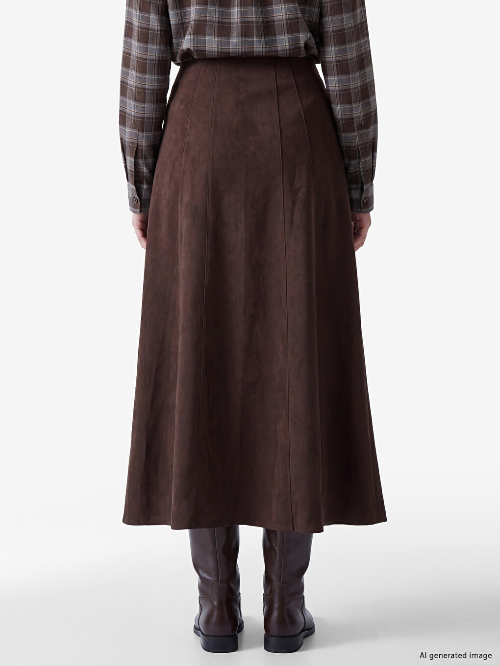 Zippered A Cut Midi Skirt-3