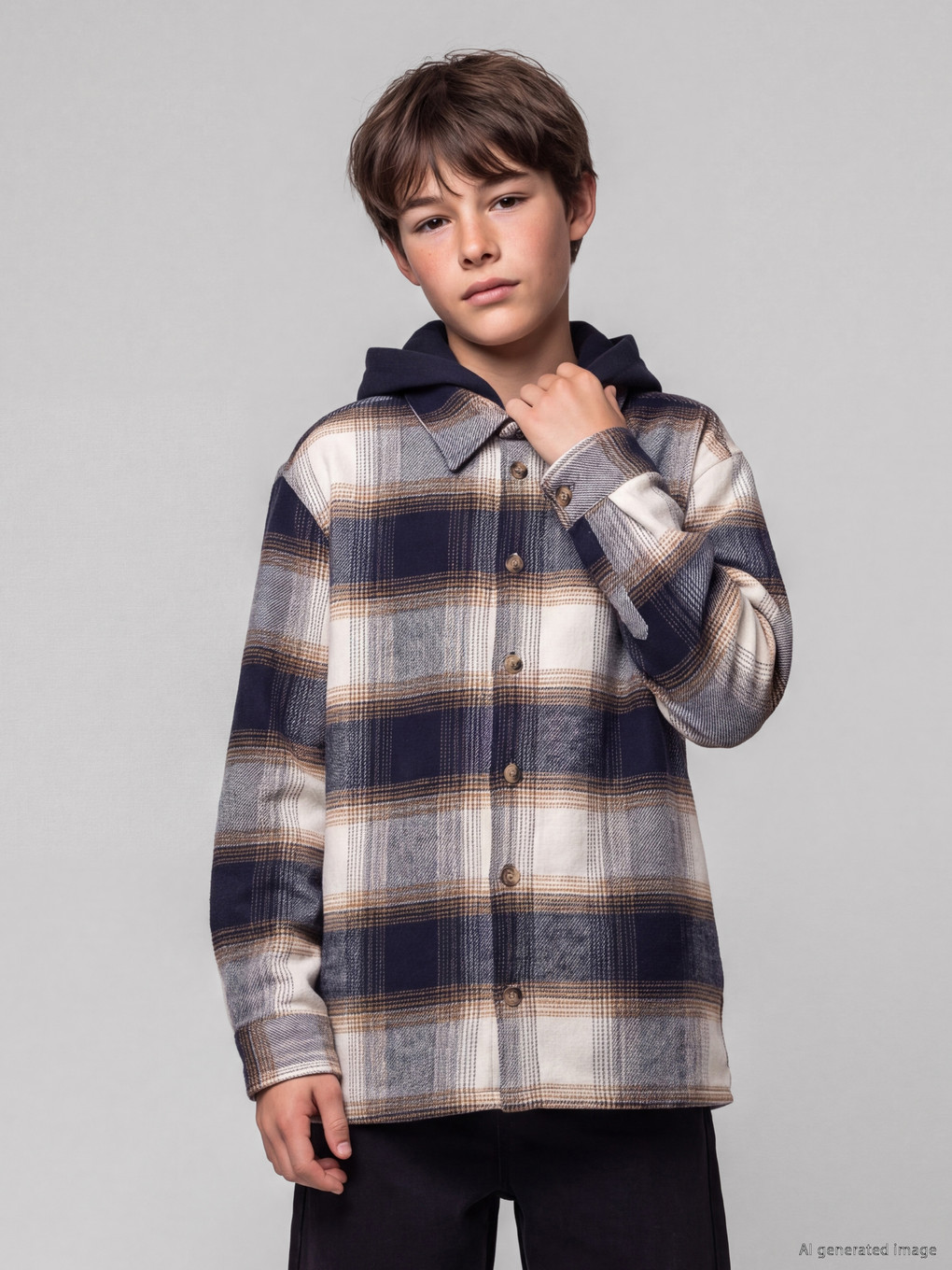 Plaid Boys' Shirt Jacket-1