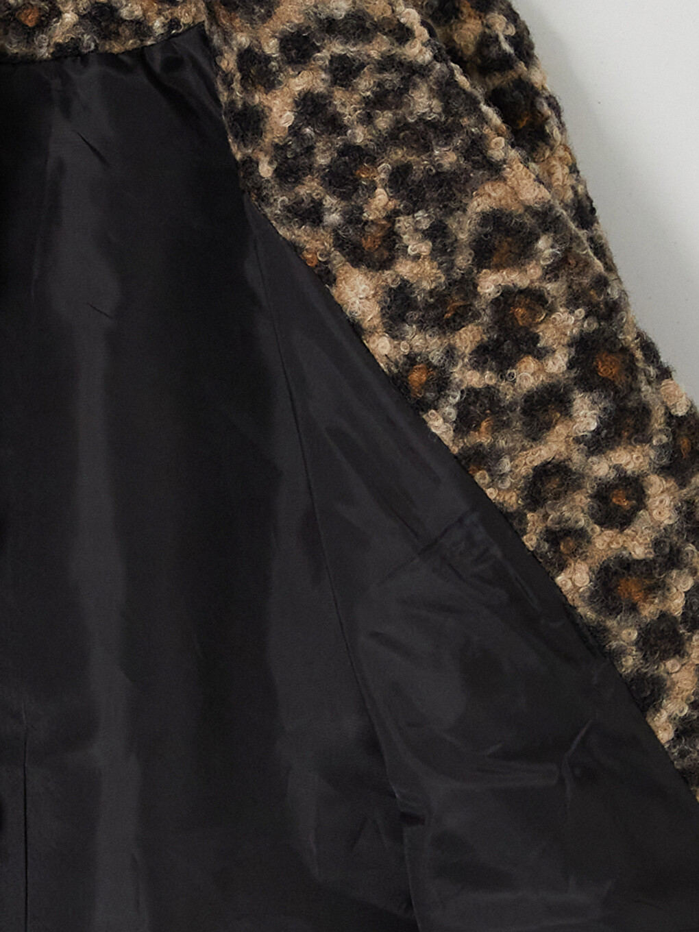 Kahverengi Leopar Desenli Süslü Düğmeli Kaşe Kaban-8