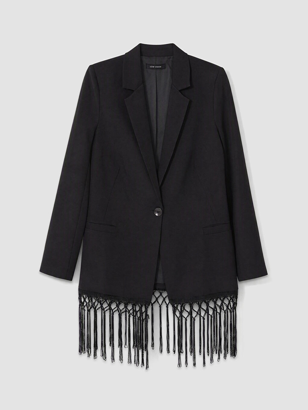 Siyah Püsküllü Kadın Blazer Ceket