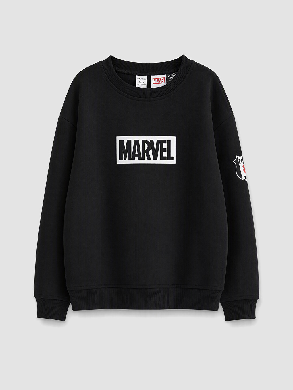 Siyah Marvel Beşiktaş Lisanslı Erkek Çocuk Kalın Sweatshirt