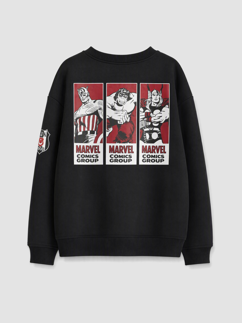 Siyah Marvel Beşiktaş Lisanslı Erkek Çocuk Kalın Sweatshirt-1