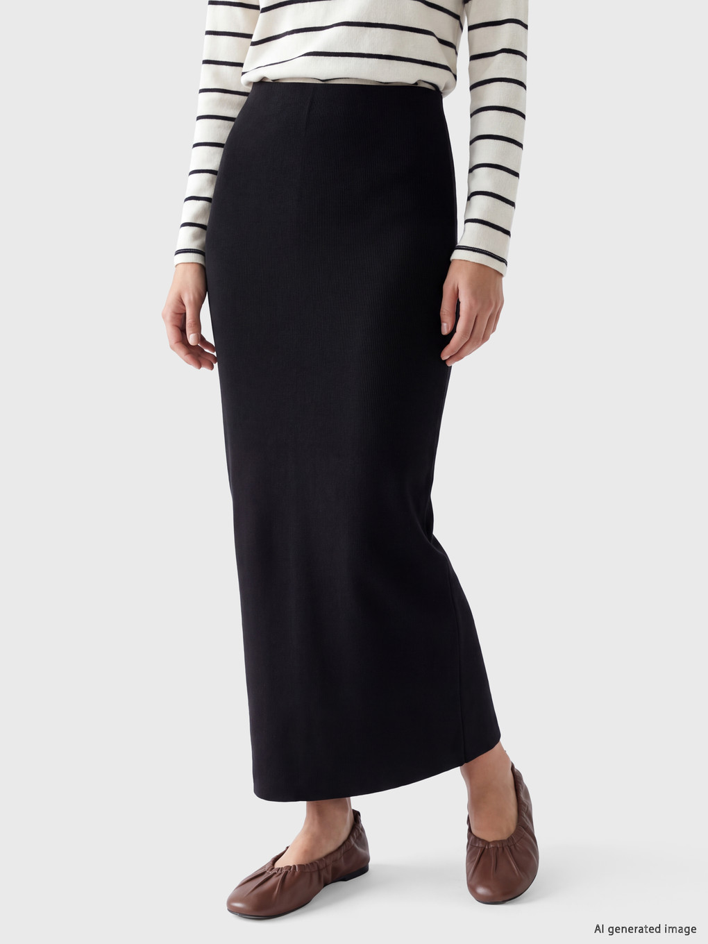 Elastic Waist Slit Skirt-1