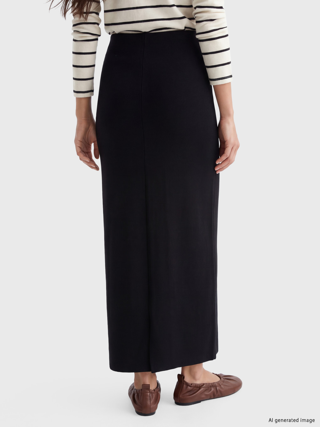 Elastic Waist Slit Skirt-3