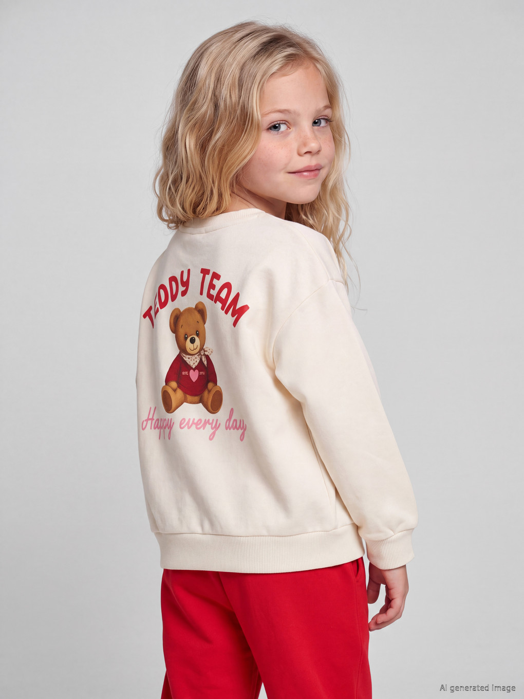 Teddy Bear Printed Girls' Set-1