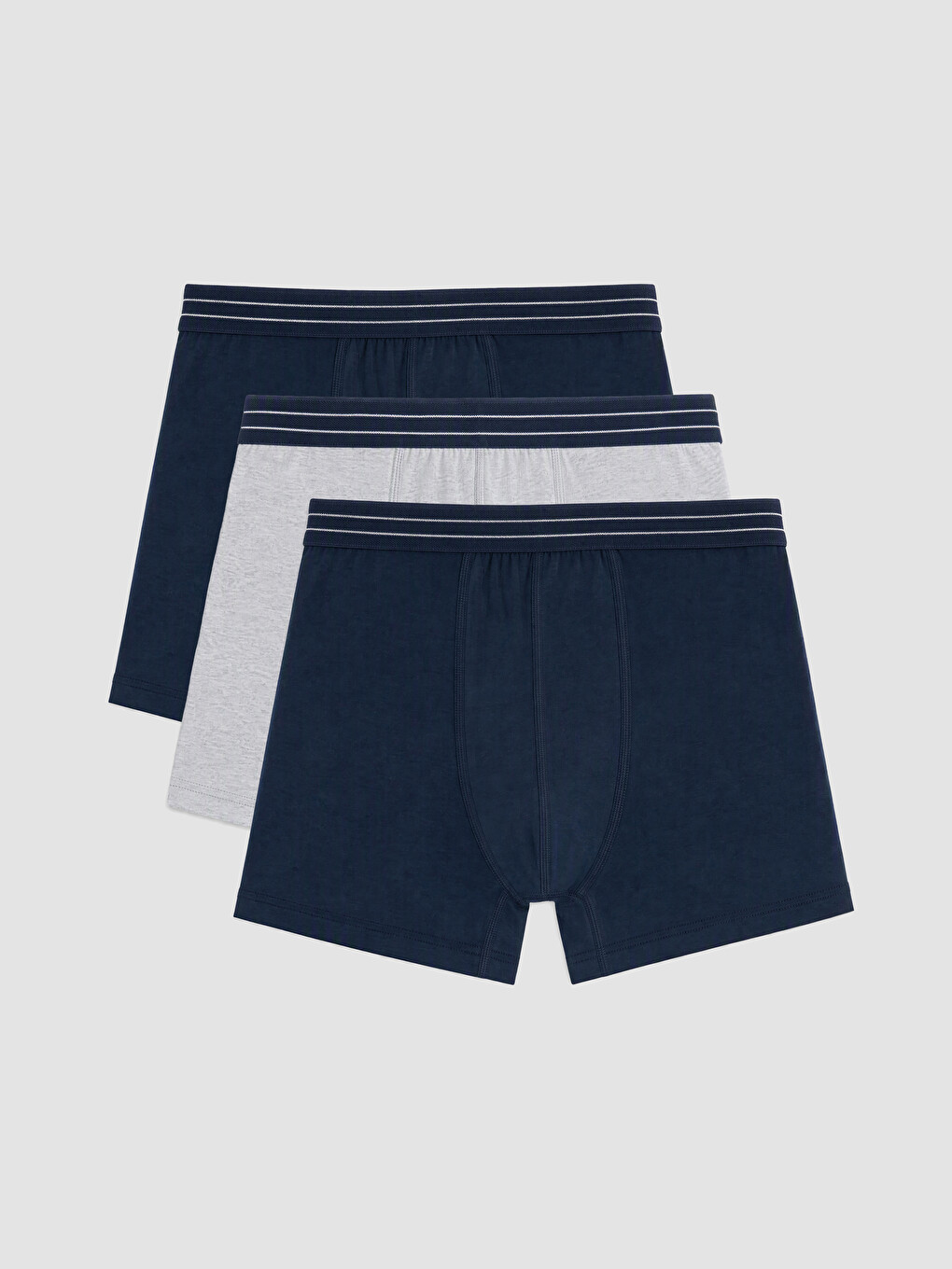 Lacivert Pamuklu Esnek Erkek Boxer 3'lü Paket
