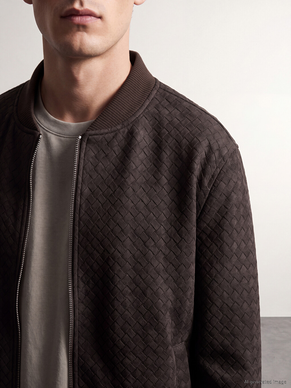 Kahverengi Loose Fit Erkek Bomber Ceket-2