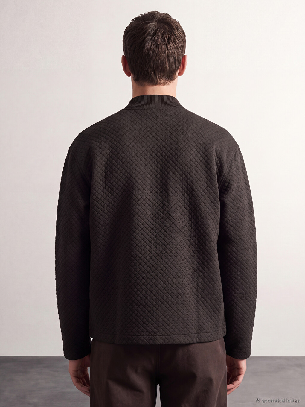 Kahverengi Loose Fit Erkek Bomber Ceket-3
