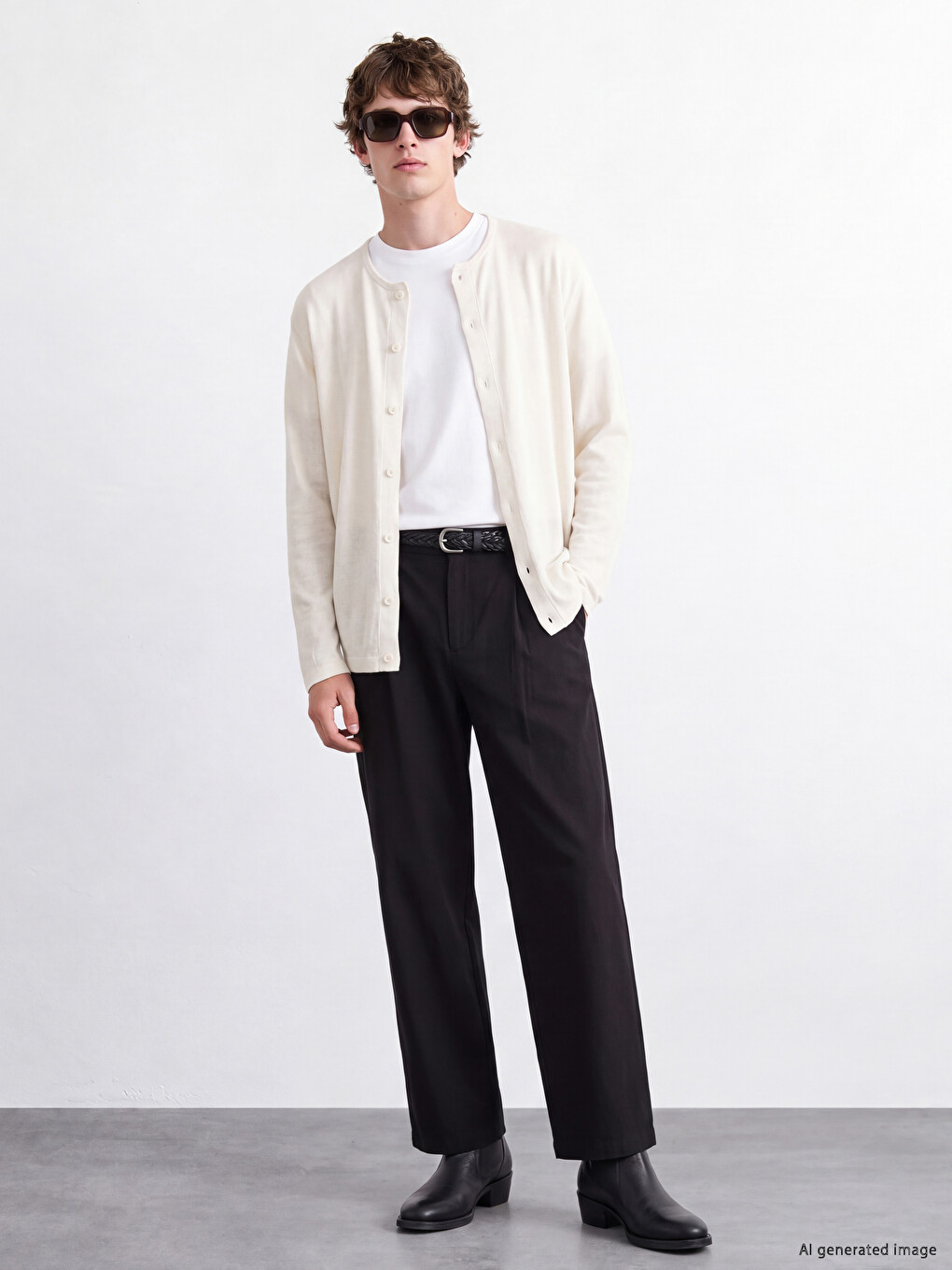 Siyah Loose Fit Erkek Pileli Pantolon
