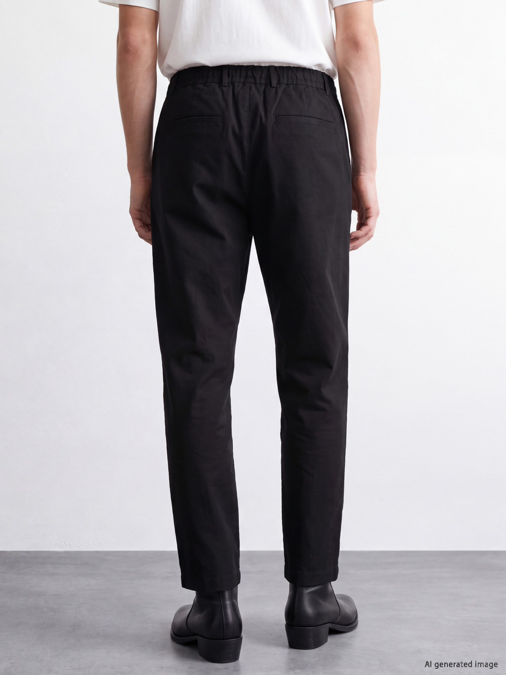 Siyah Loose Fit Erkek Pileli Pantolon-3