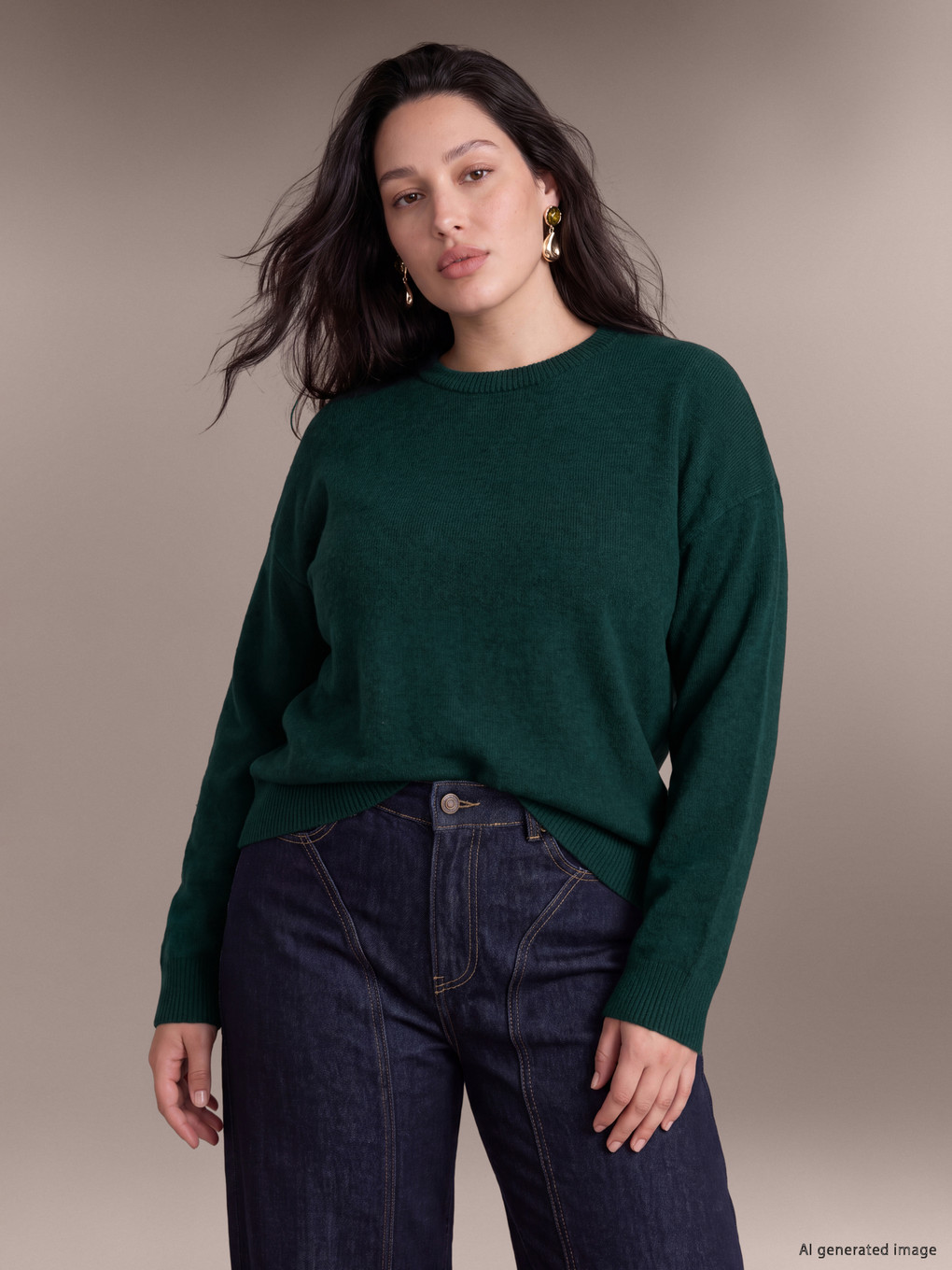 Plus Size Wool Blended Women's Sweater