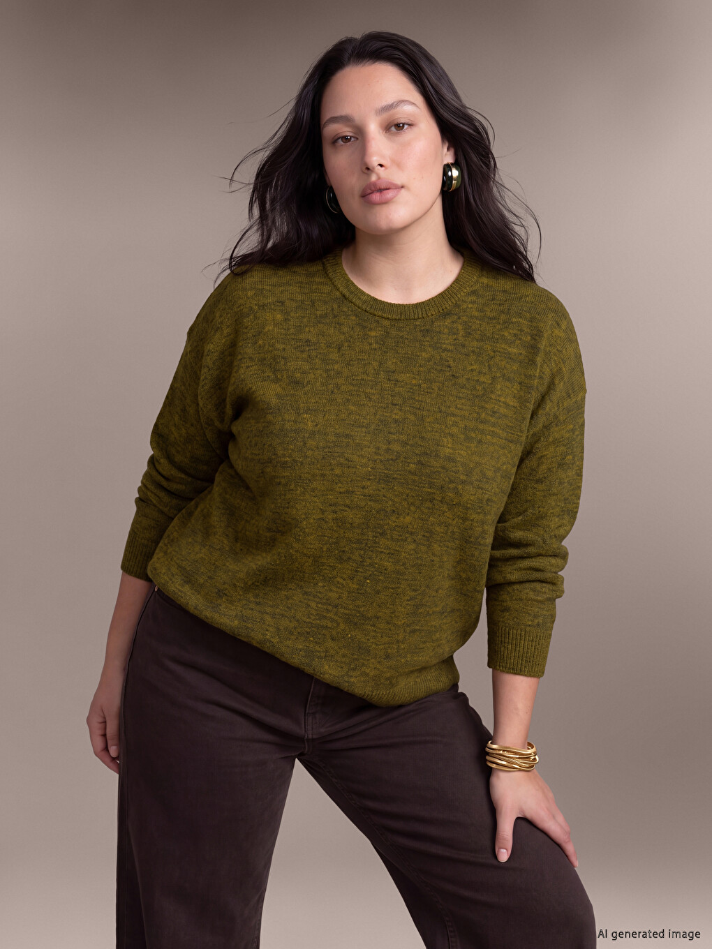 Plus Size Wool Blended Women's Sweater