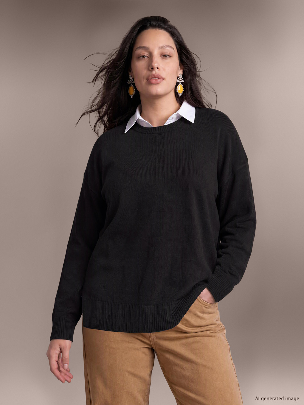 Plus Size Wool Blended Women's Sweater