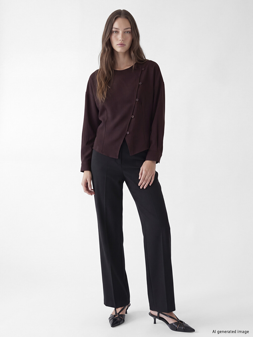 Asymmetric Buttoned Blouse-1