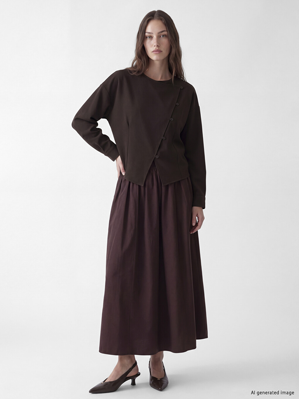 Asymmetric Buttoned Blouse-1
