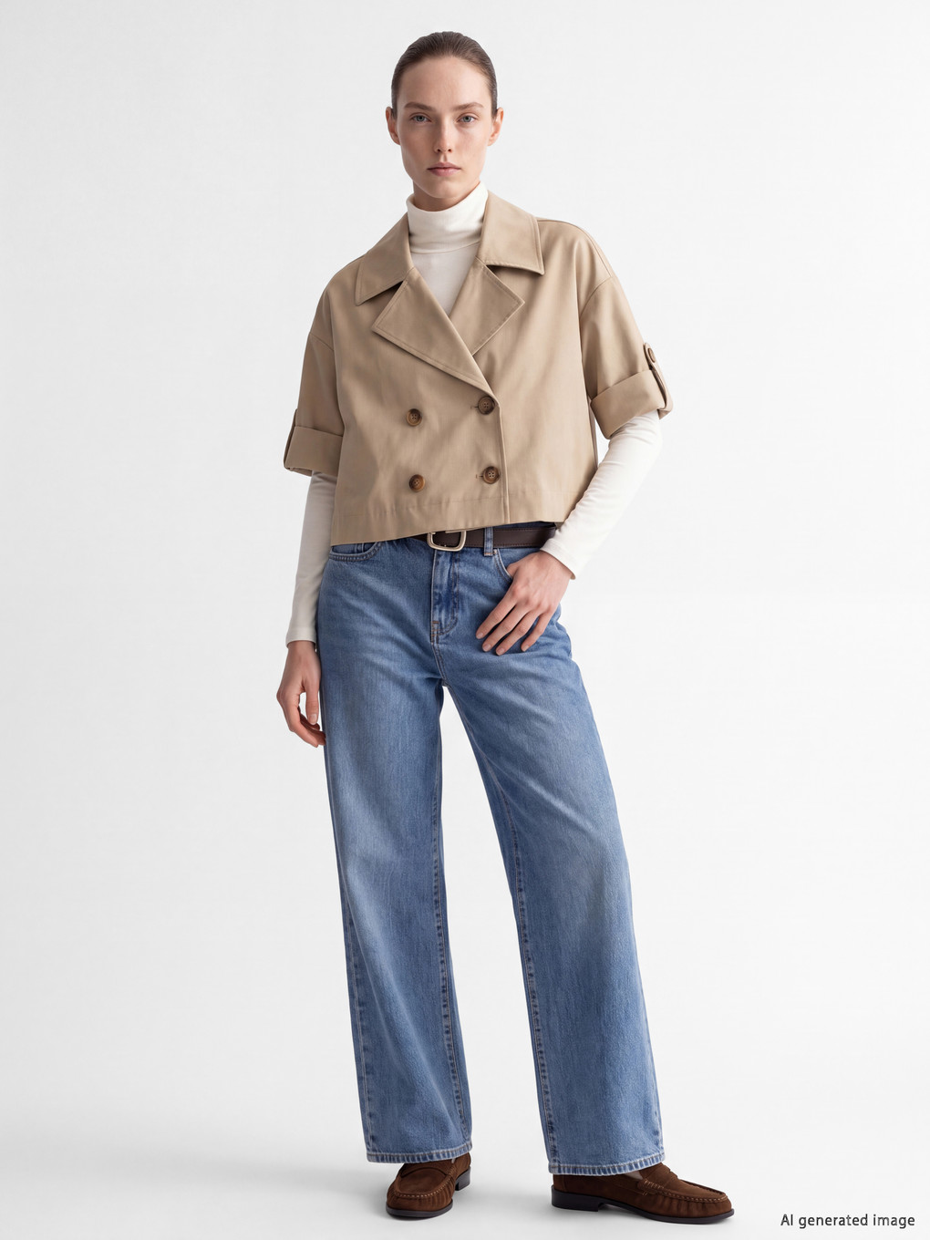 Double Breasted Collar Oversize Women's Trench Coat-1