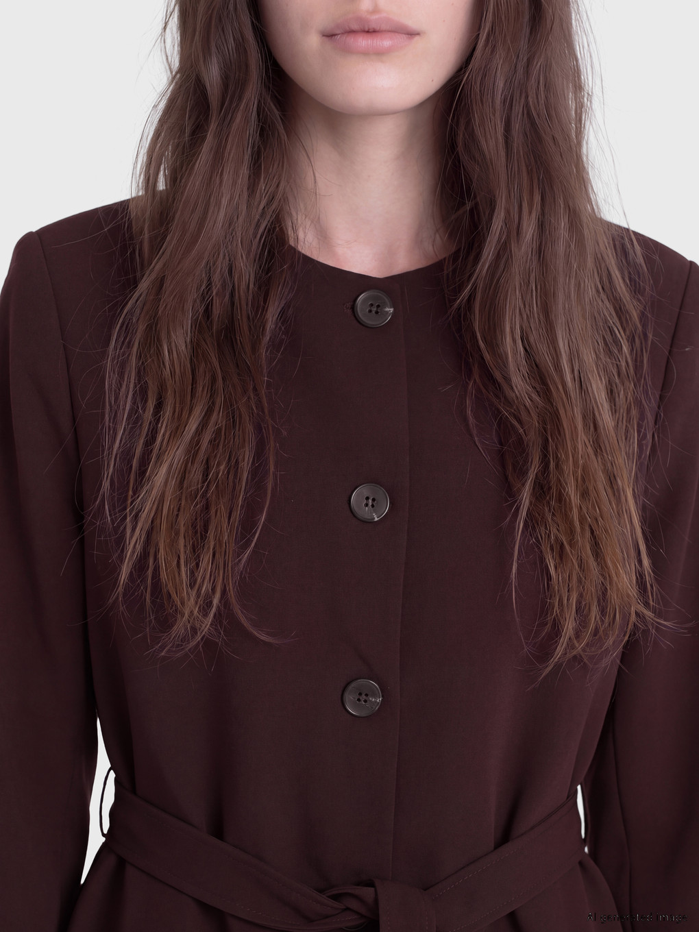 Crew Neck Sash Women's Jacket-2
