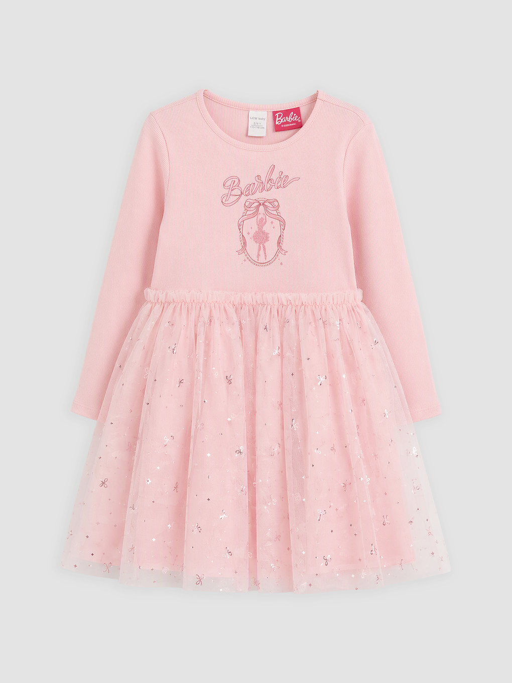 Pembe Barbie Baskılı Tütülü Elbise