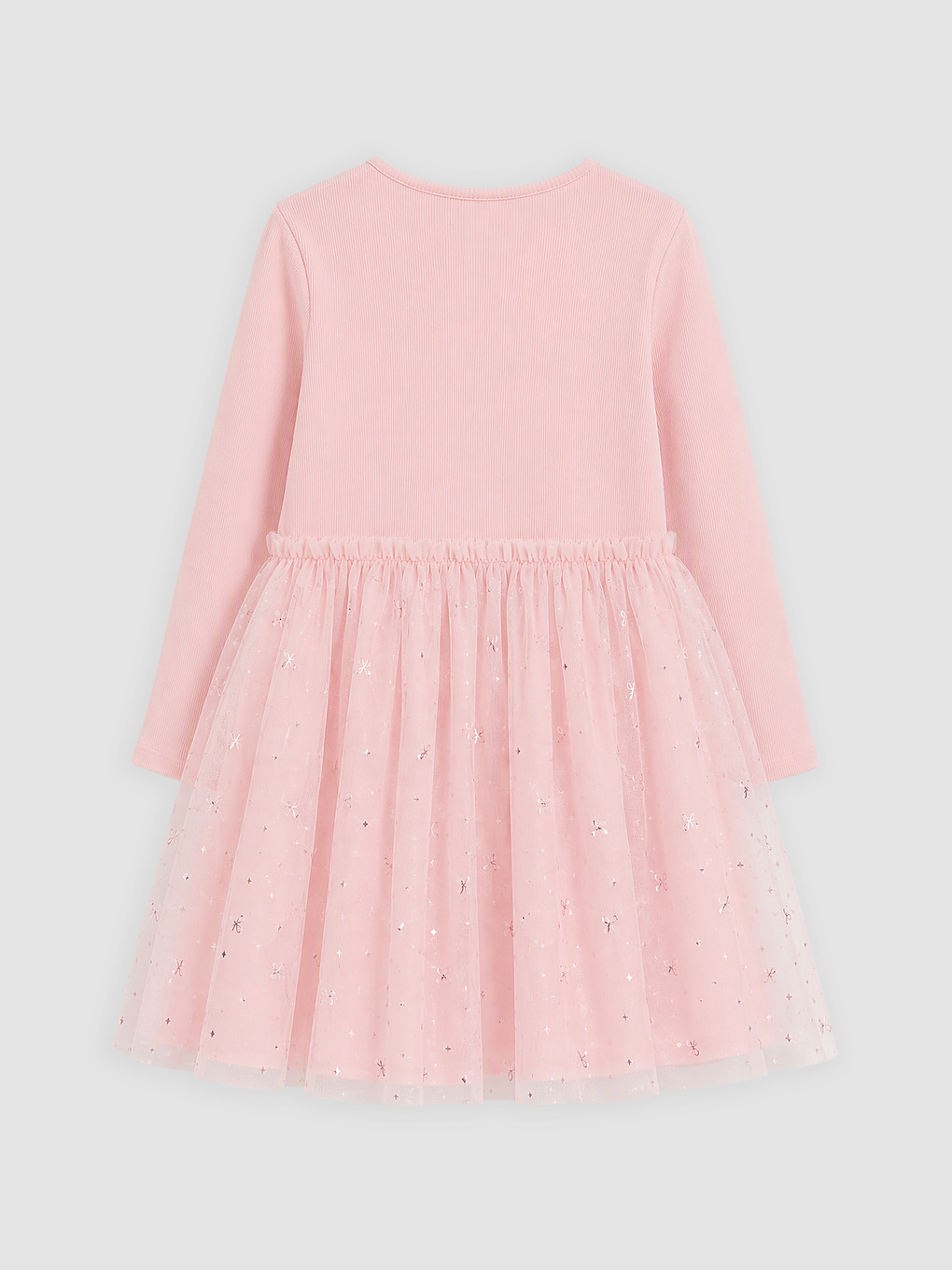 Pembe Barbie Baskılı Tütülü Elbise-1