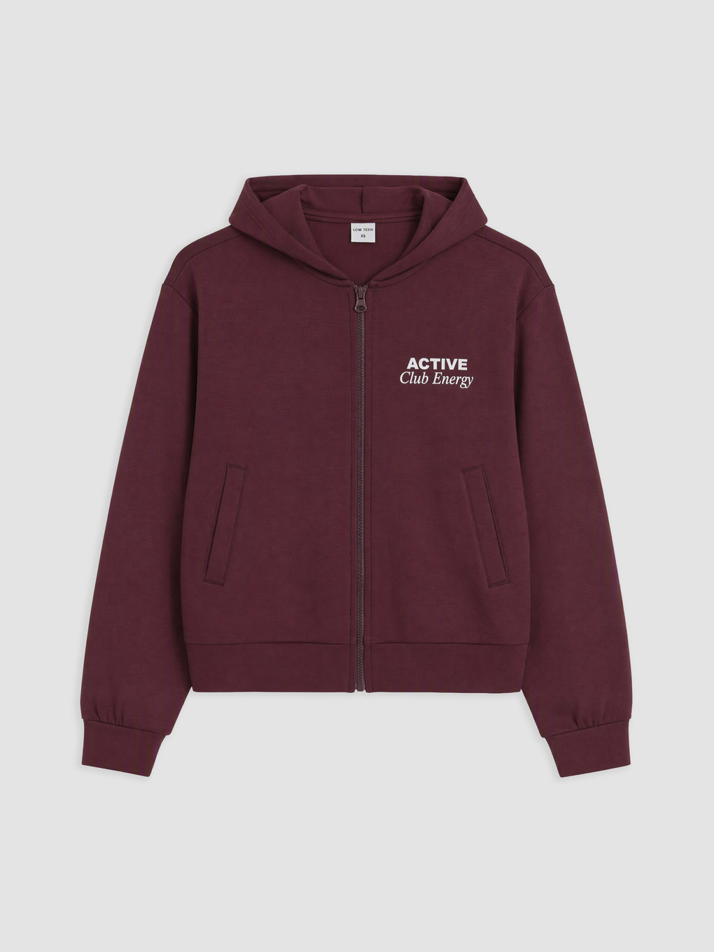 Mürdüm Kapüşonlu Genç Kız Fermuarlı Sweatshirt-2