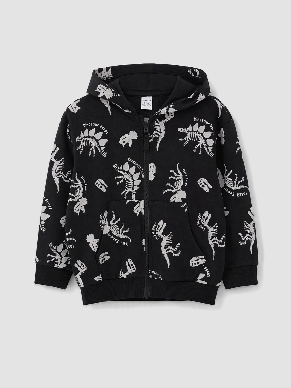 Siyah Baskılı Erkek Çocuk Fermuarlı Sweatshirt