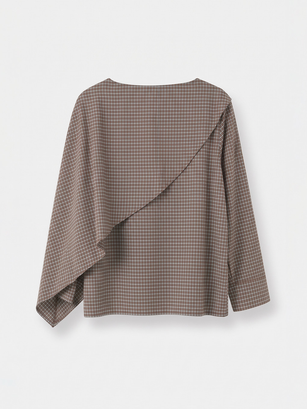 Plus Size Plaid Shawl Detailed Blouse-1