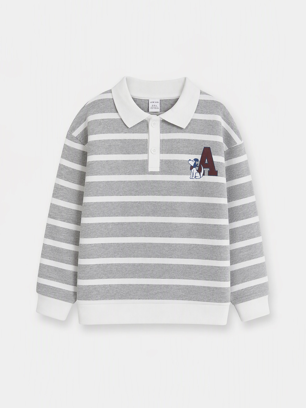 Polo Collar Striped Men's Sweatshirt