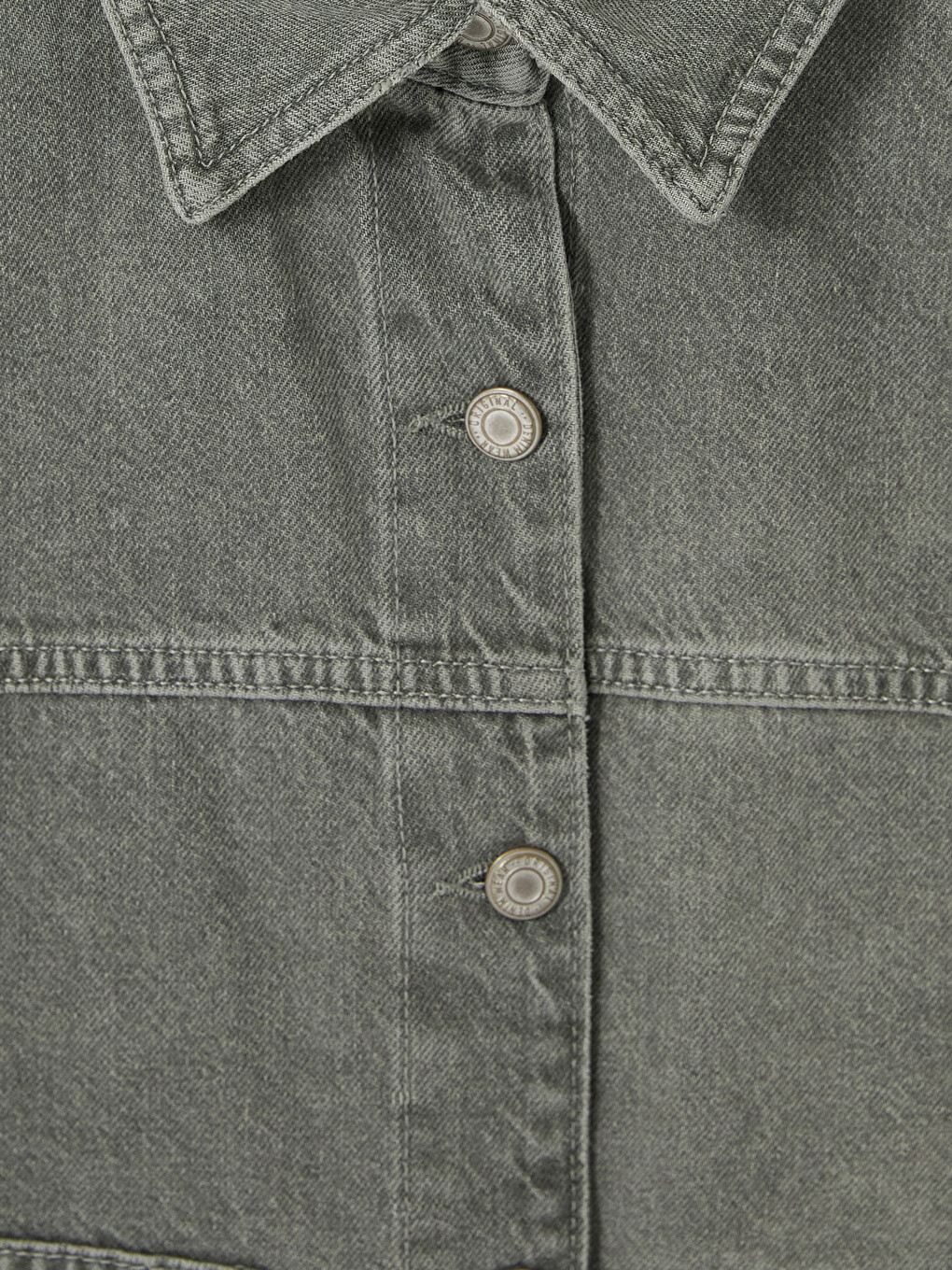 Yeşil Gömlek Yaka Oversize Kadın Jean Ceket-2