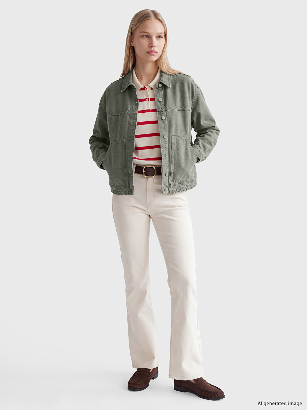 Shirt Collar Oversize Women's Jean Jacket-1