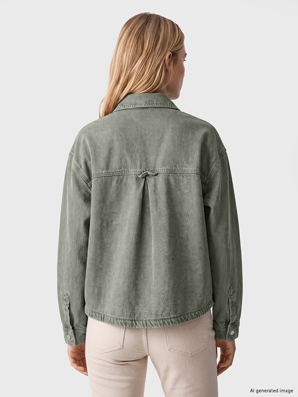 Shirt Collar Oversize Women's Jean Jacket-3