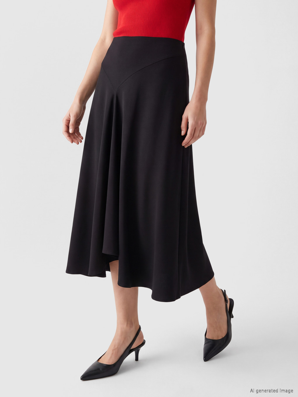 Waist Zippered Asymmetric Cut Skirt-2