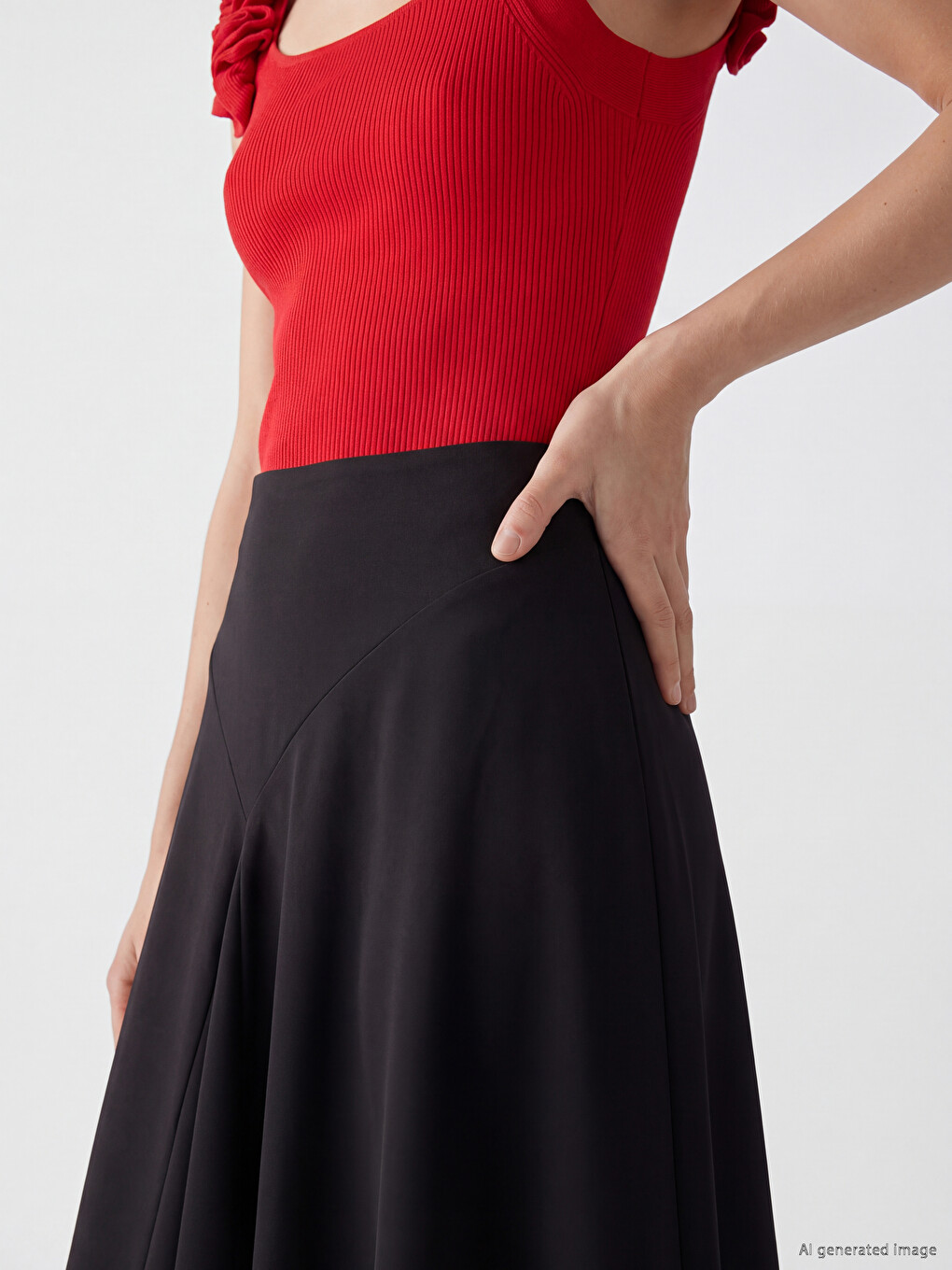 Waist Zippered Asymmetric Cut Skirt-3