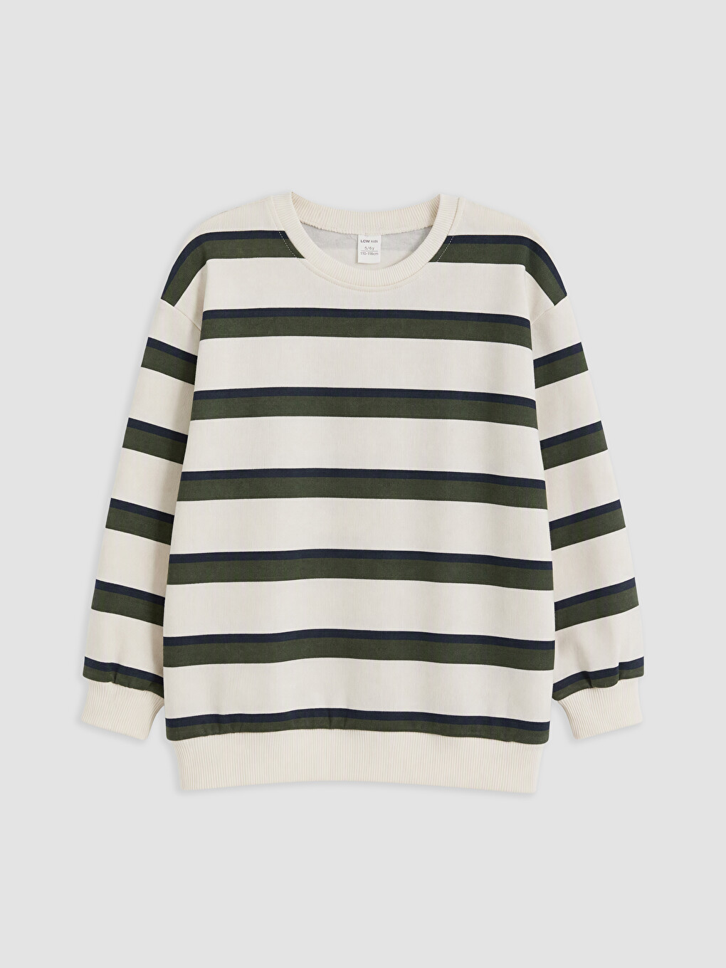 Haki Çizgili Erkek Çocuk Kalın Sweatshirt-2